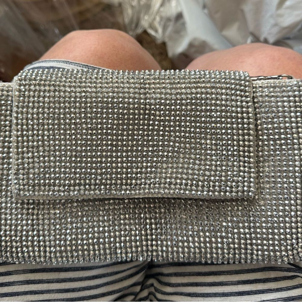 INC International Concepts Silver Crystal Evening Clutch